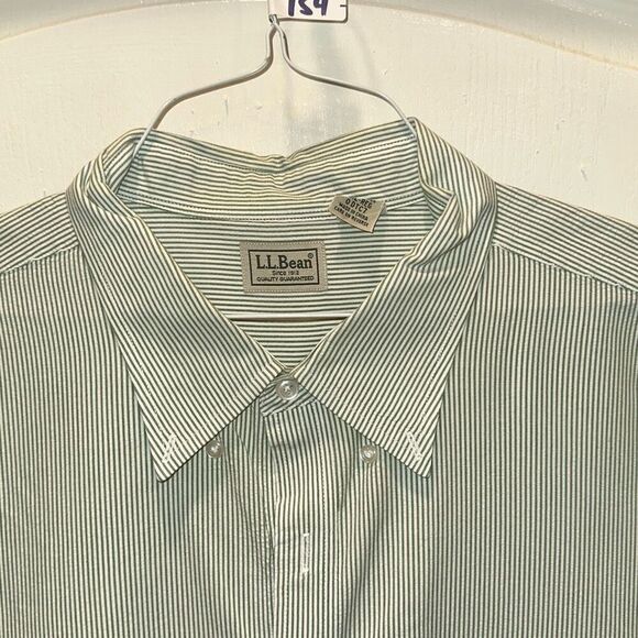 L.L. Bean Cotton Shirt - pale green stripes - XL - Picture 1 of 6